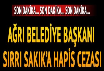 Ağrı Belediye Başkanı Sakık’a 1 yıl 3 ay hapis cezası