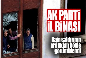 AK Parti İl Başkanlığı'na yapılan saldırının izleri, gündüz ortaya çıktı