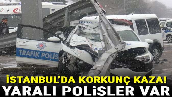 Beşiktaşta polis araçları kaza yaptı! Yaralı polisler var...