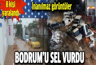 Bodrum'da 3 saatlik sağanak yağmur sele dönüştü