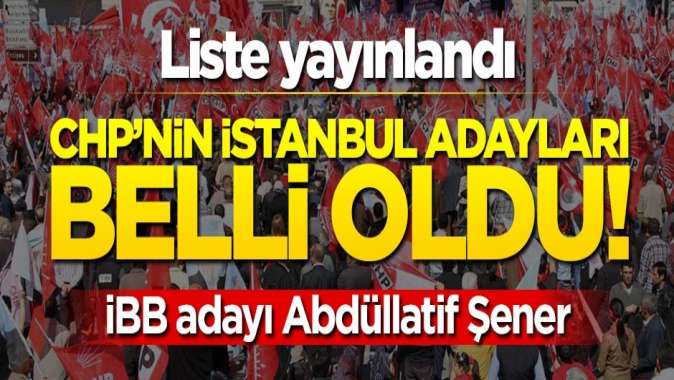 CHP İstanbul adayları belli oldu, liste yayınlandı! Büyükşehir adayı Şener