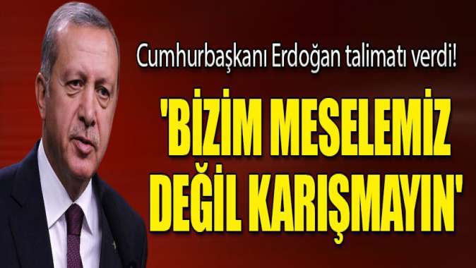Cumhurbaşkanı Erdoğan talimatı verdi! Bizim meselemiz değil karışmayın