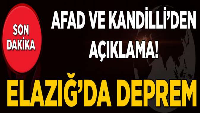 Elazığda 5.3 büyüklüğünde deprem