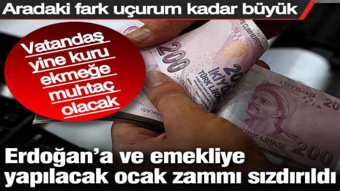 Erdoğana ve emekliye yapılacak ocak zammı sızdırıldı.