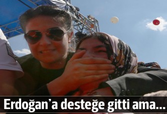 Erdoğan'ın mitinginde protestocu sanılan kadın yaka paça alandan uzaklaştırıldı