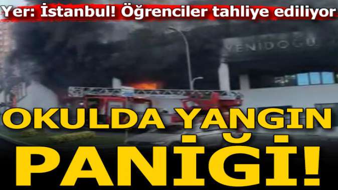 İstanbulda özel okulun alt katında yangın