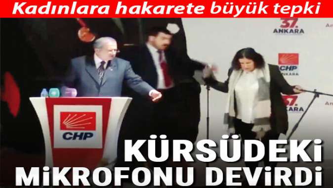 Kadınlara hakarete tepki! Kürsüdeki mikrofonu devirdi