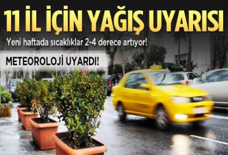 Meteoroloji'den 11 il için yağış uyarısı