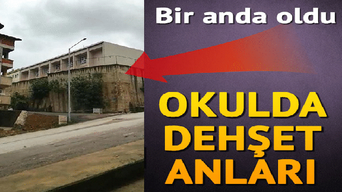 Orduda okulda dehşet anları... İstinat duvarı çöktü, eğitime ara verildi