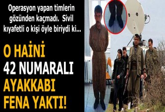 PKK'lı teröristi, yağmaladığı 42 numara ayakkabı yakalatmış