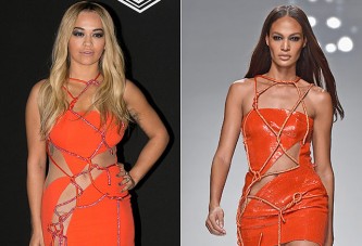 Podyumda gördüğü elbiseyi giyen Rita Ora rezil oldu