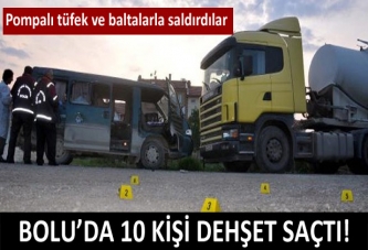 Pompalı tüfek ve baltalarla minibüse saldırdılar