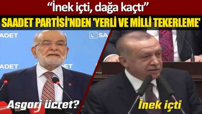 Saadet Partisi'nden 'Yerli ve Milli Tekerleme': İnek içti, dağa kaçtı