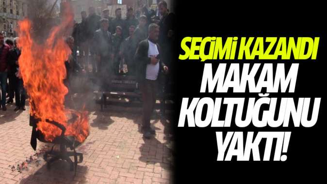 Seçimi kazandı makam koltuğunu yaktı!