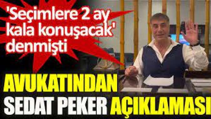 'Seçimlere 2 ay kala konuşacak' denmişti. Avukatından Sedat Peker açıklaması