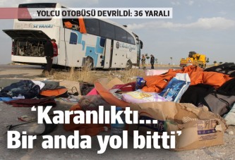 Sivas'ta yolcu otobüsü devrildi