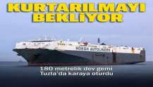 180 metrelik dev gemi İstanbul Tuzla'da karaya oturdu
