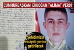 Cumhurbaşkanı Erdoğan, şehidin yetimhane vasiyetini yerine getirecek