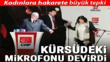 Kadınlara hakarete tepki! Kürsüdeki mikrofonu devirdi