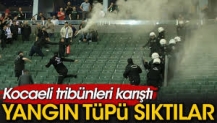 Kocaelispor tribünlerinde bütün yangın söndürme tüplerini boşalttılar