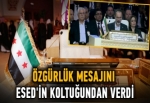 Özgürlük mesajını Esed'in koltuğundan verdi