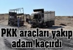 PKK'lılar araç yakıp adam kaçırdı