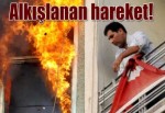 Yangında Türk bayrağını kurtarma çabası